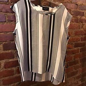 Black and white spring blouse